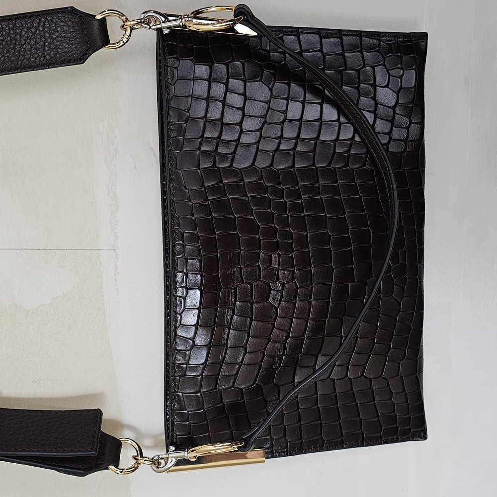 Vince Camuto Black Crocodile-Embossed Clutch